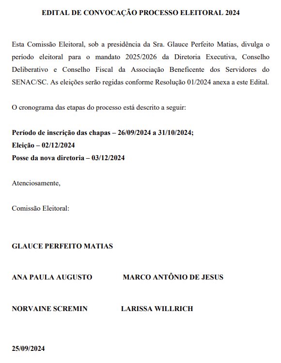 Eleição ABSENAC 2025/2026 - Convocação - ABSENAC